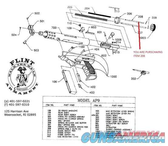 NEW AA Arms AP9 Stainless Steel Firing Pin Carrier Spring Rod