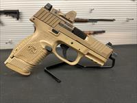 FNH FN-509 Compact Tactical 9mm Luger Semi Auto Pistol 4.32" Threaded Barrel 12/15 and 24 Rounds Ambidextrous Controls Polymer Frame Flat Dark Earth W/ SIG Sauer ROMEO 1 PRO Micro Red Dot Sight 6 MOA Red Dot FDE