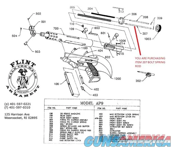 NEW AA ARMS AP9 BOLT SPRING ROD