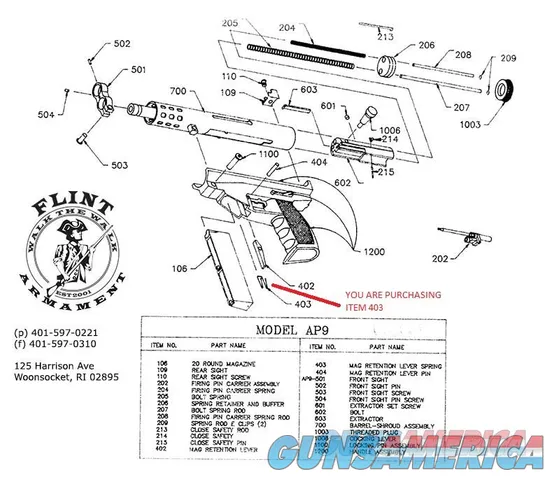 NEW AA ARMS AP9 MAGAZINE RETENTION LEVER SPRING