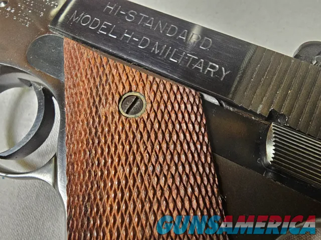 9086  Hi Standard H-D Military, 22 LR, 99%, Excellent collectors condition, 4 ½ barrel, high luster blued, 1946 manufactured,