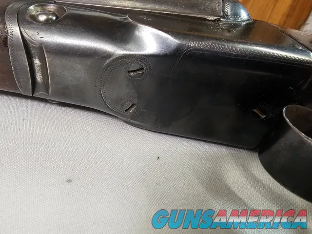 9076  Parker V Model, 12 Gauge, 30” Barrels, MOD/FULL, Small dent on barrel, repair on side panel, Vulcan steel barrel, doubl
