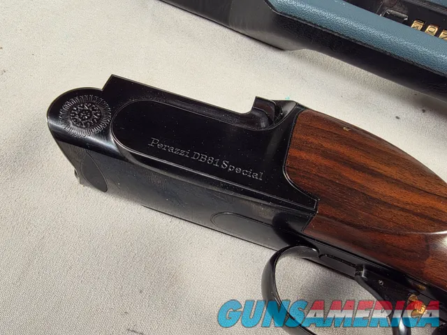 9312 Perazzi DB81 Special, 12 gauge, high vent rib, pistol grip, butt pad, 14 ¾ LOP, 32” barrel, blued receiver, paperwork,