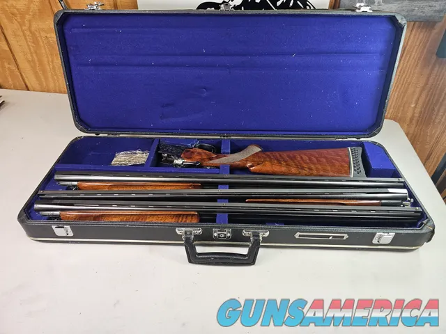 9017 Winchester 101  3 barrel skeet set, 20 gauge, 28 gauge, 410 gauge, pistol grip, vent rib, 13 ½ LOP, 28” barrels, In corr