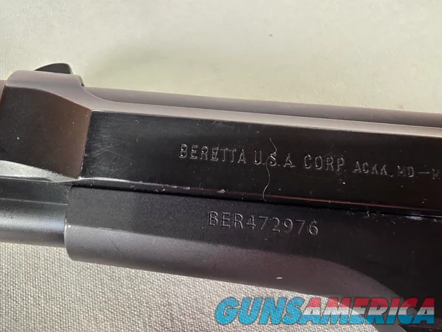 9487  Beretta 92FS, 9MM, 5” barrel, 2 Magazines 15 rounds each, laser in grip. Rubber grips. 