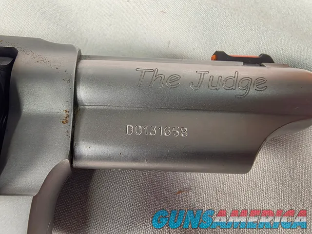9358  Taurus The Judge, 45 LC or 410 Gauge, 3” Barrel, Stainless, Rubber Grips, high viz sights, More pictures at DawsonsDoub