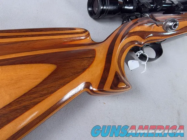 9380 Mauser Model 98 custom, 22-250, 24” barrel, bi pod, laminated stock, light trigger, custom bolt knob, cheek piece, tasco