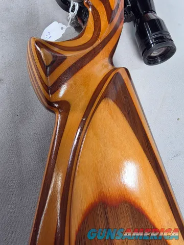 9380 Mauser Model 98 custom, 22-250, 24” barrel, bi pod, laminated stock, light trigger, custom bolt knob, cheek piece, tasco