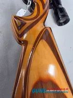 9380 Mauser Model 98 custom, 22-250, 24” barrel, bi pod, laminated stock, light trigger, custom bolt knob, cheek piece, tasco