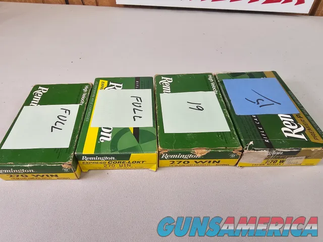 270 Win Ammo. 59 Rounds of Remington 270 Win 130 Gr Core LOKT Soft pt. 15 Rounds of Remington 150 Gr. Nosler Partition