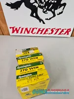 270 Win Ammo. 59 Rounds of Remington 270 Win 130 Gr Core LOKT Soft pt. 15 Rounds of Remington 150 Gr. Nosler Partition