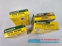 270 Win Ammo. 59 Rounds of Remington 270 Win 130 Gr Core LOKT Soft pt. 15 Rounds of Remington 150 Gr. Nosler Partition