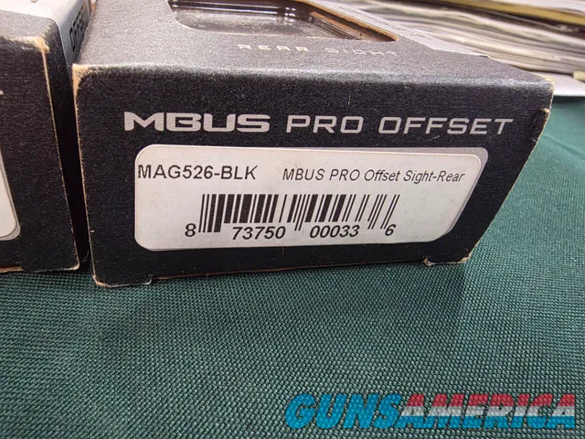 9323  MagPul MBus Pro Front and rear offset sights, New in box, they fit a Picatinny rail, AR rifle or anything with a Picati