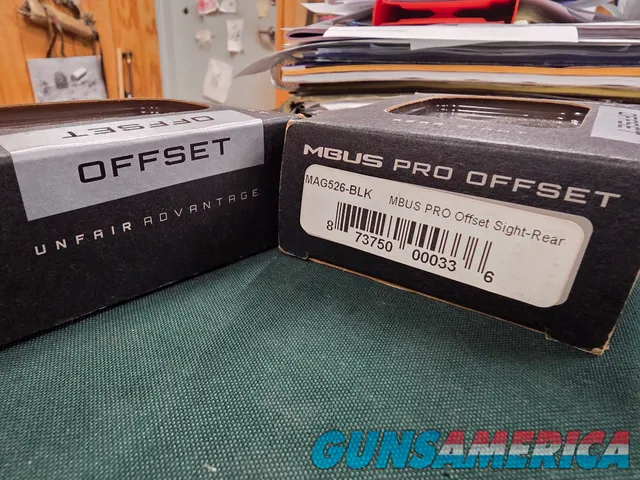 9323  MagPul MBus Pro Front and rear offset sights, New in box, they fit a Picatinny rail, AR rifle or anything with a Picati