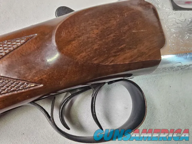9069  A. V. Maurcini 12 Gauge 28” Mod/FULL, double triggers, ejectors, brass front bead, dogs and ducks, pheasants on receive