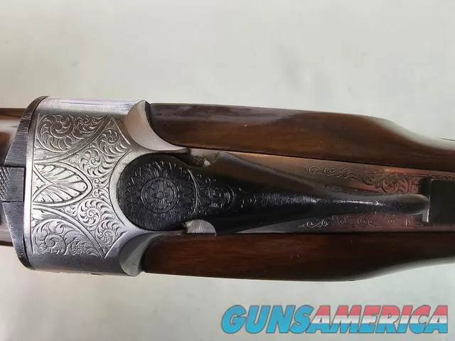 9069  A. V. Maurcini 12 Gauge 28” Mod/FULL, double triggers, ejectors, brass front bead, dogs and ducks, pheasants on receive
