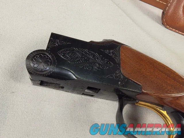  9493—Browning Belgium Superposed 28 gauge, 28 Gauge, IC/Mod fixed chokes, round knob, gold trigger, ejectors, single front b