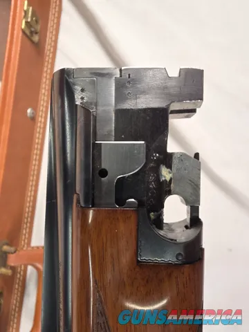  9493—Browning Belgium Superposed 28 gauge, 28 Gauge, IC/Mod fixed chokes, round knob, gold trigger, ejectors, single front b