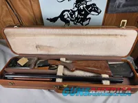  9493—Browning Belgium Superposed 28 gauge, 28 Gauge, IC/Mod fixed chokes, round knob, gold trigger, ejectors, single front b