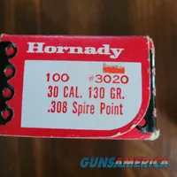 .308 / 30 cal, 130 gr., Hornady rifle bullets, 100 count