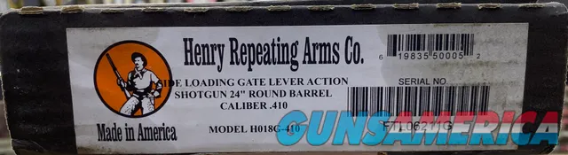 HENRY LEVER ACTION SIDE GATE 410 BORE 24" 6+1 H018G-410 NEW