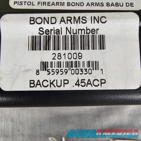 10% OFF Bond Arms Backup .45ACP 2.5" Barrel Pistol + Case (never fired)