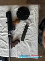 Thompson-Style .45 ACP Pistol with Drum and Stick Mag