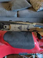 Weatherby Mark V Apex bolt-action rifle, scope rings installed. Reloading dies and brass.