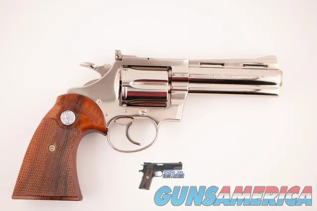 Colt Python 38 Special Nickel DA Revolver 4" VR – 1972, 99% Blue