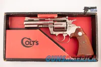 Colt Python 38 Special Nickel DA Revolver 4" VR – 1972, 99% Blue