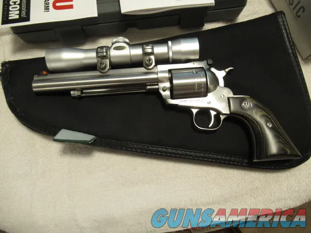 Like New Ruger New Model Super Blackhawk Hunter, 44 Mag, 7.5" Barrel, 2x28 Weaver Handgun Scope, Boxes/Manuals