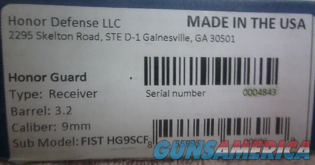 Honor Defense Honor Guard 9mm Sub-Compact Pistol
