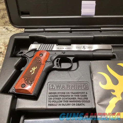 Browning 1911-380 Black Label Rosewood Handle with Case/Mags Never Fired