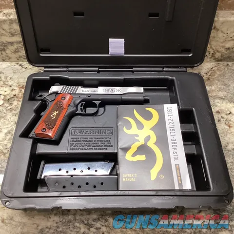 Browning 1911-380 Black Label Rosewood Handle with Case/Mags Never Fired
