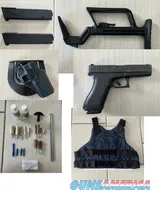 Glock 17 9mm bundle (w/ hard case, vest, stock, 2 mags, holster, & cleaning kit)