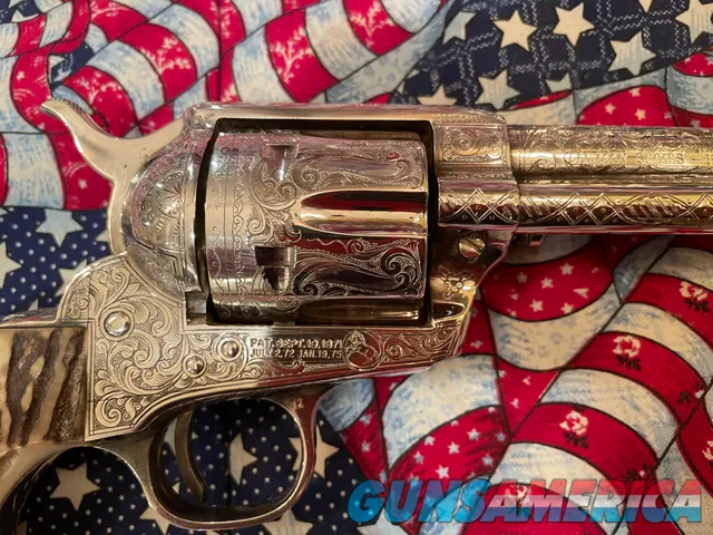 Colt Single Action Army .45 Engraved Pair with Stag Grips