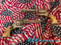 Colt Single Action Army .45 Engraved Pair with Stag Grips