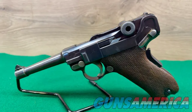 1906 DWM American Eagle Luger – All Matching #s – Grip Safety – Original Wood-Base Mag SN 46586 – VG / Fine Bore