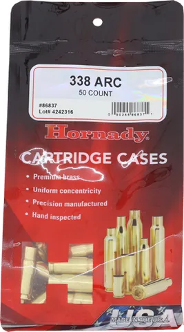 HORNADY UNPRIMED CASES 338 ARC 50PK 5BX/...