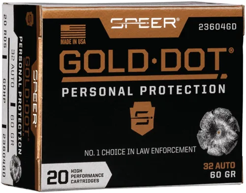 Speer Gold Dot 32 ACP 60 Gr GDHP 20 Ct