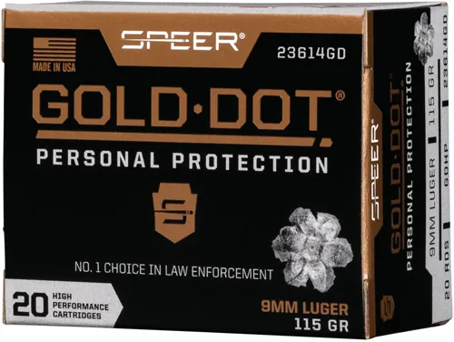 Speer Gold Dot 9mm 115 Gr GDHP 20 Ct