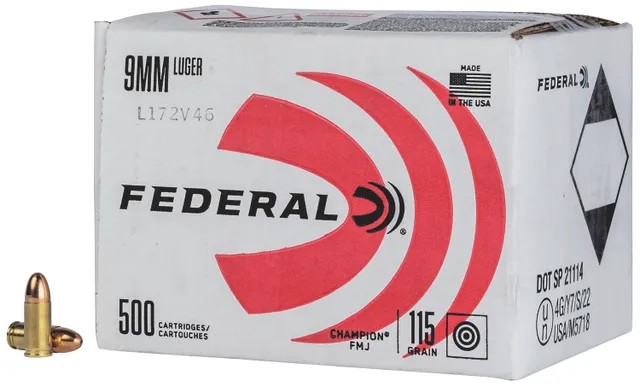 FEDERAL CHAMPION TRAINING 9MM 115 GR FMJ...