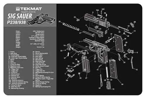 TEKMAT PISTOL MAT SIG P238 BLK