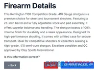 Remington 1100 .410 Competition Skeet Shotgun