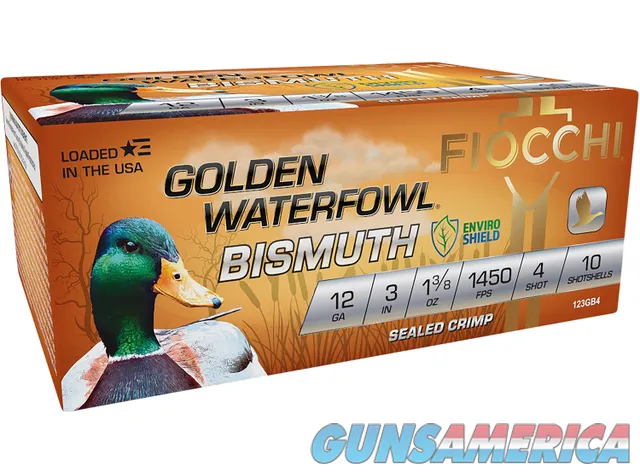 FIOCCHI GOLDEN BISMUTH 12GA. 3" 1450FPS. 1-3/8OZ. #4 10-PK